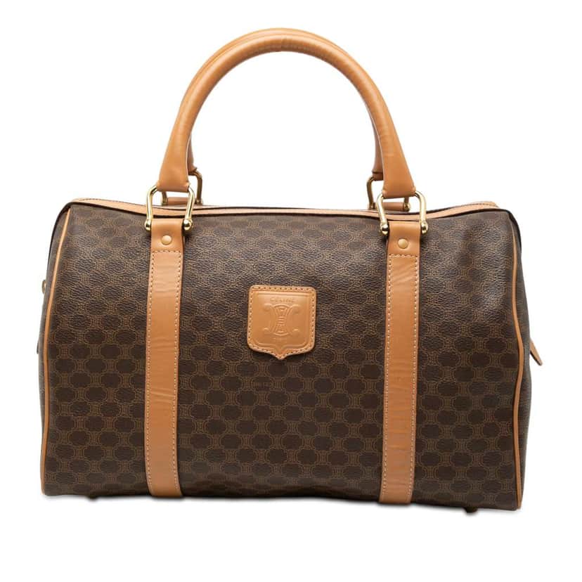 Celine Macadam Coated Canvas Boston Bag Brown Canvas Very good condition - Front View