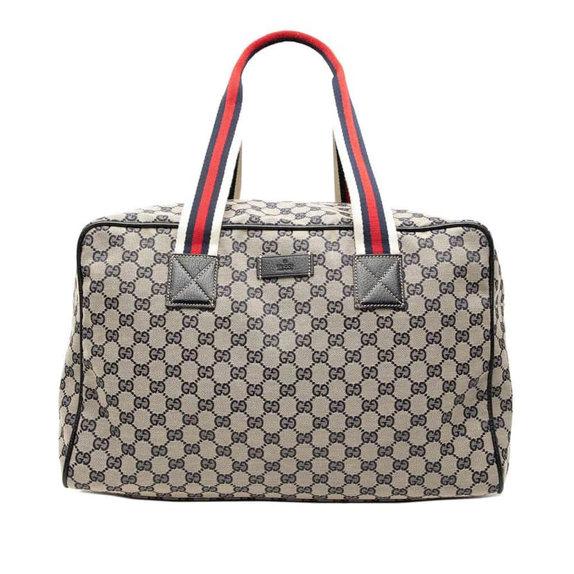 Gucci GG Canvas Web Travel Bag Brown Canvas Good condition - Front View