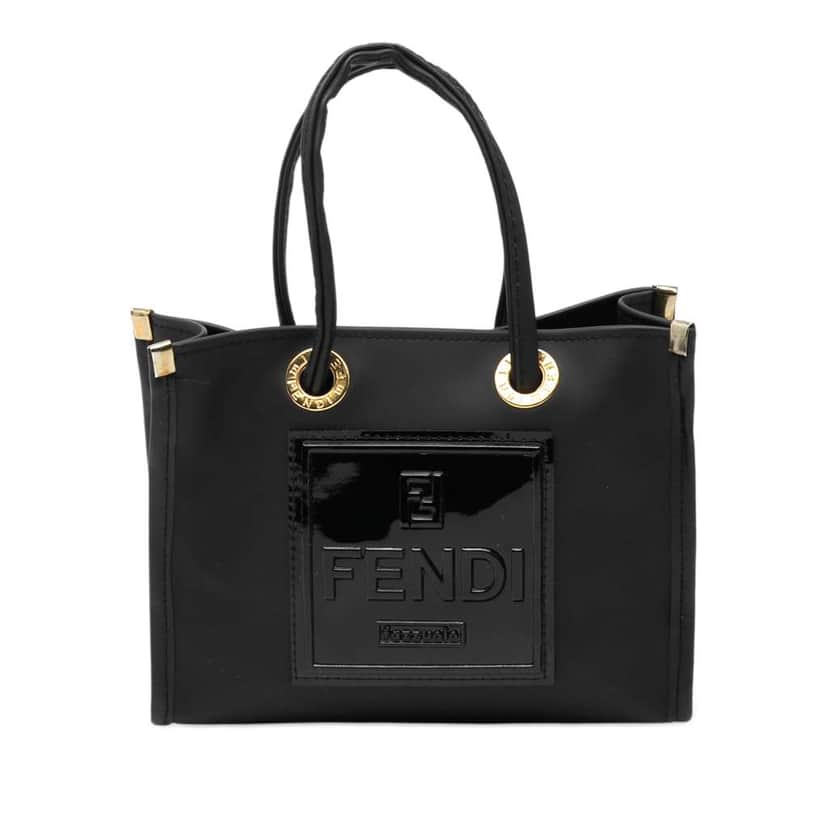 Fendi Mini Rubber FF Logo Shopper Tote Black Very good condition - Front View