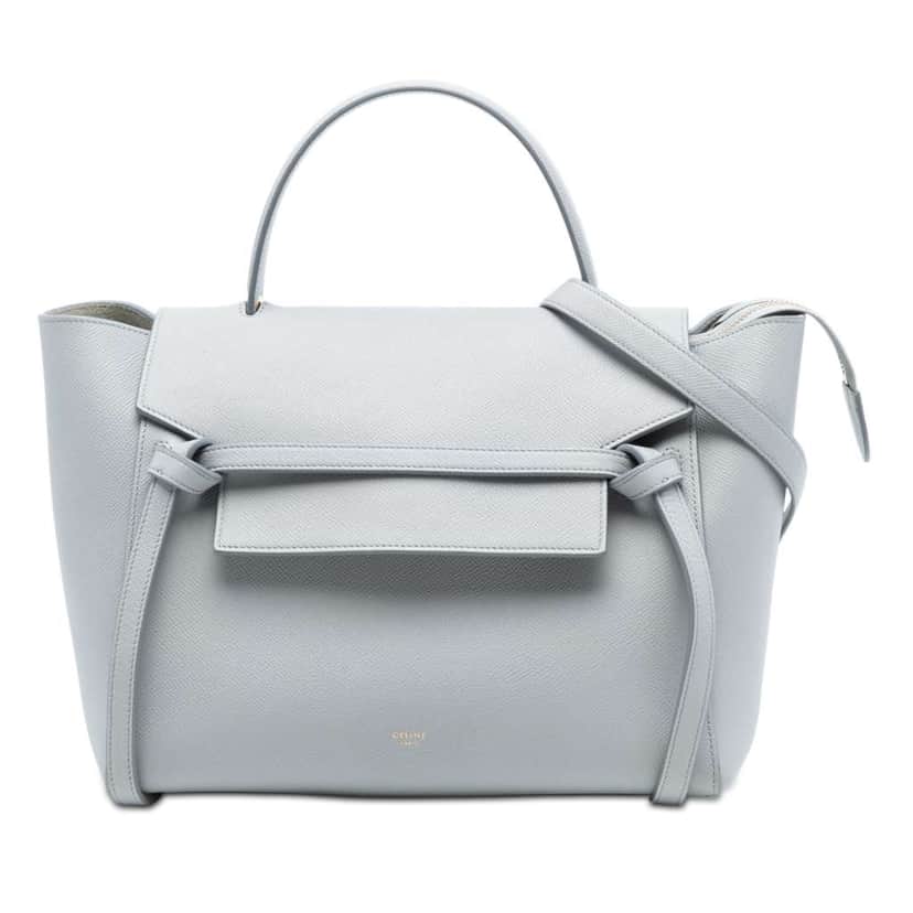 Celine Mini Grained Calfskin Belt Bag Grey Leather Good condition - Front View