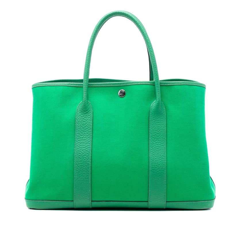 Hermès Toile and Negonda Garden Party 36 Green Canvas Very good condition - Front View