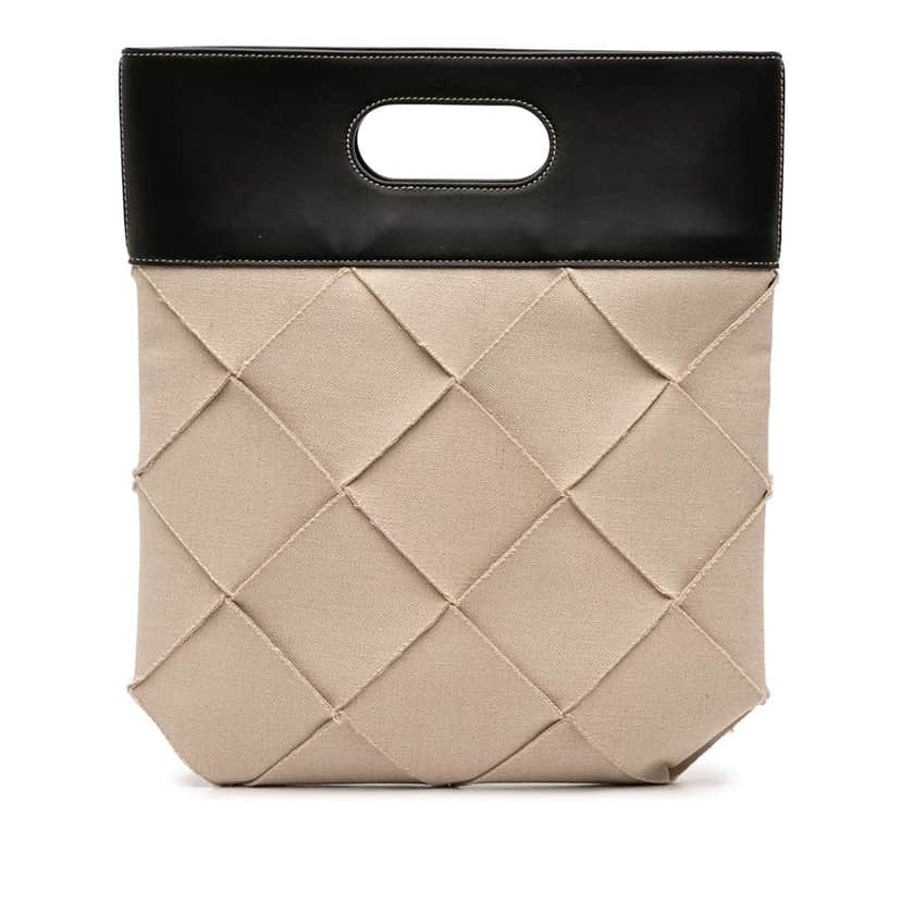 Bottega Veneta Small Canvas French Calfskin Slip Tote Brown Canvas Very good condition - Front View