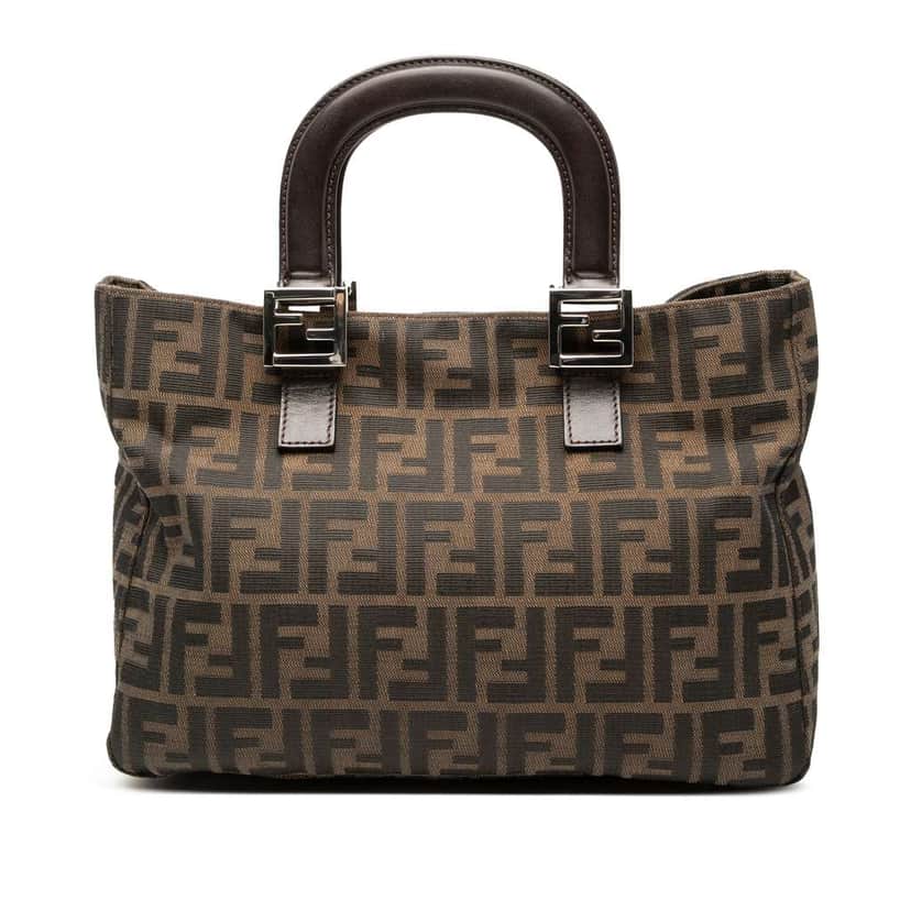 Fendi Small Zucca Canvas Twins Tote Brown Canvas Very good condition - Front View