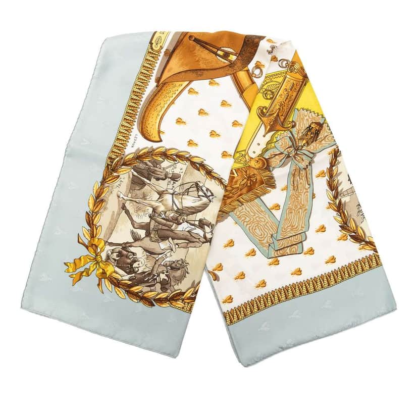 Hermès Napoleon Silk Scarf 90 Blue Silk Good condition - Front View