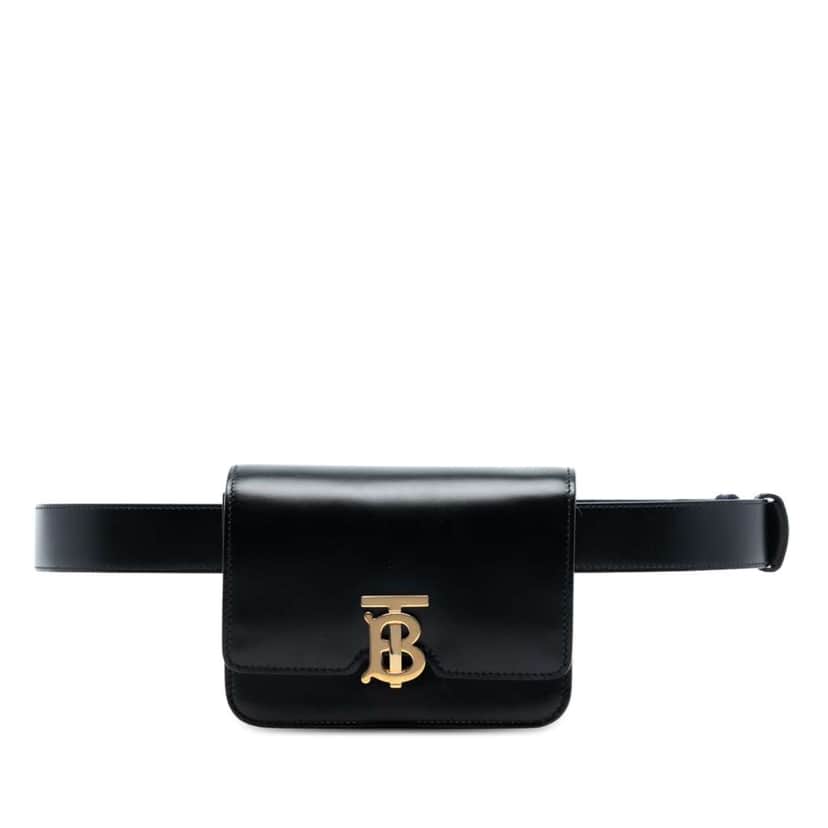 Burberry Leather TB Belt Bag Black Leather Very good condition - Front View