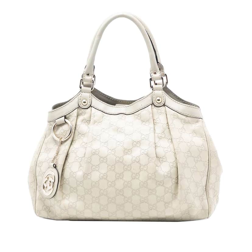 Gucci Medium Guccissima Sukey Tote White Leather Good condition - Front View