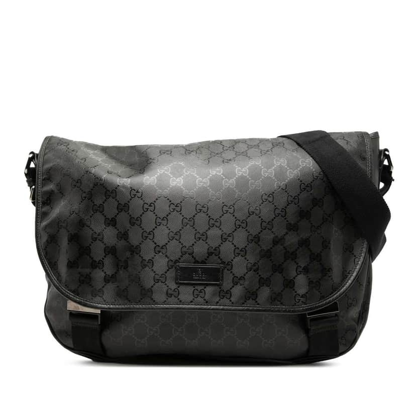 Gucci GG Imprime Messenger Bag Black Canvas Very good condition - Front View