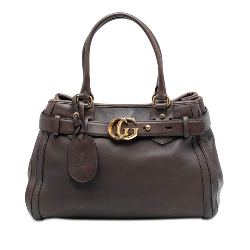 Gucci Calfskin Interlocking G Running Tote Brown Leather Very good condition - Front View