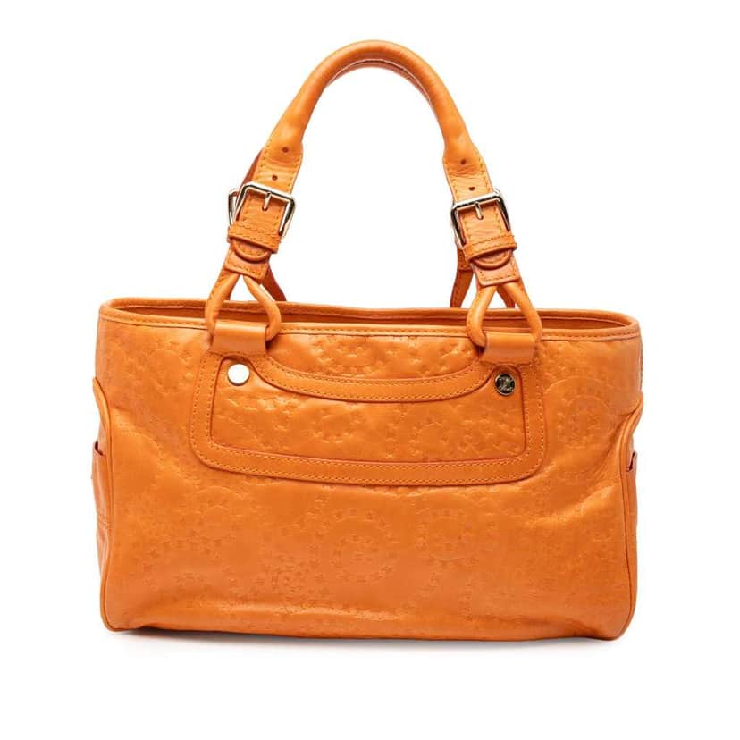 Celine Spiraling Macadam Embossed Leather Boogie Handbag Orange Leather Very good condition - Front View