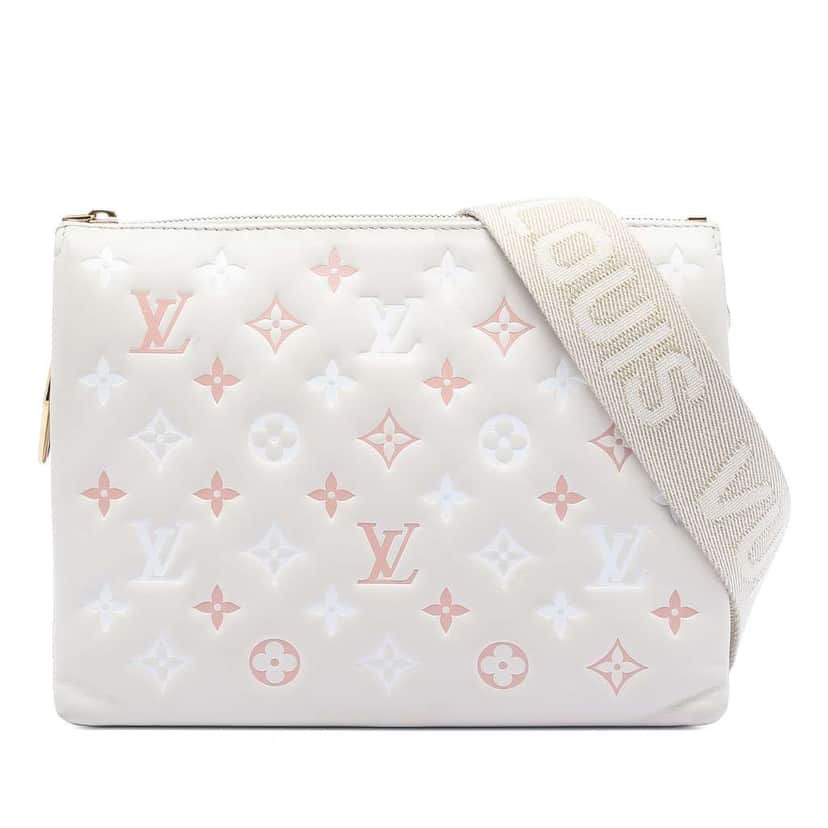 Louis Vuitton Tricolor Monogram Embossed Lambskin Coussin PM Brown Leather Very good condition - Front View