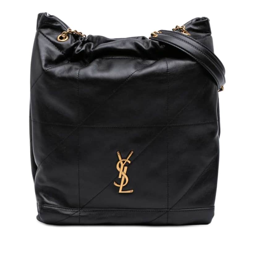 Saint Laurent Quilted Lambskin Jamie Pochon Tote Black Leather Good condition - Front View