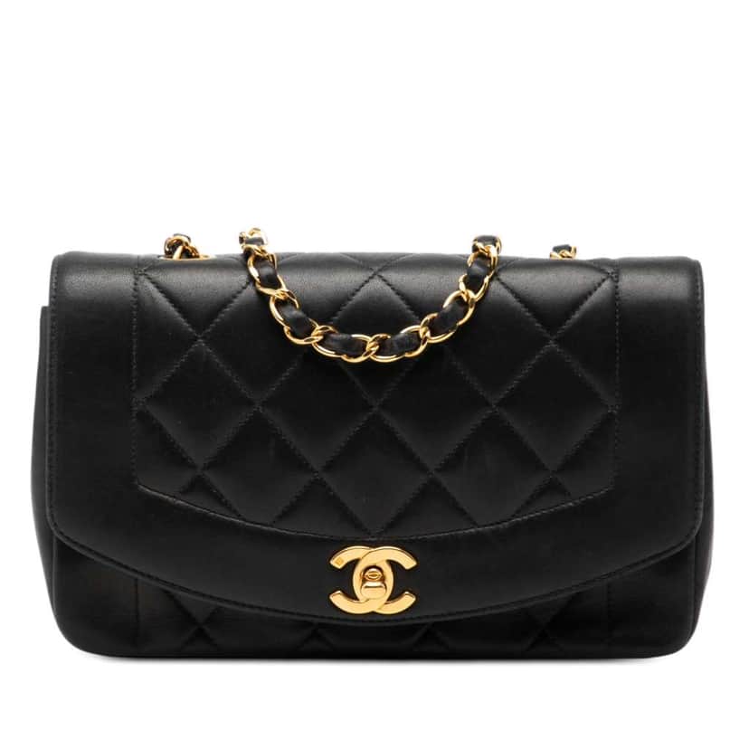 Chanel Small Lambskin Diana Flap Black Leather Good condition - Front View