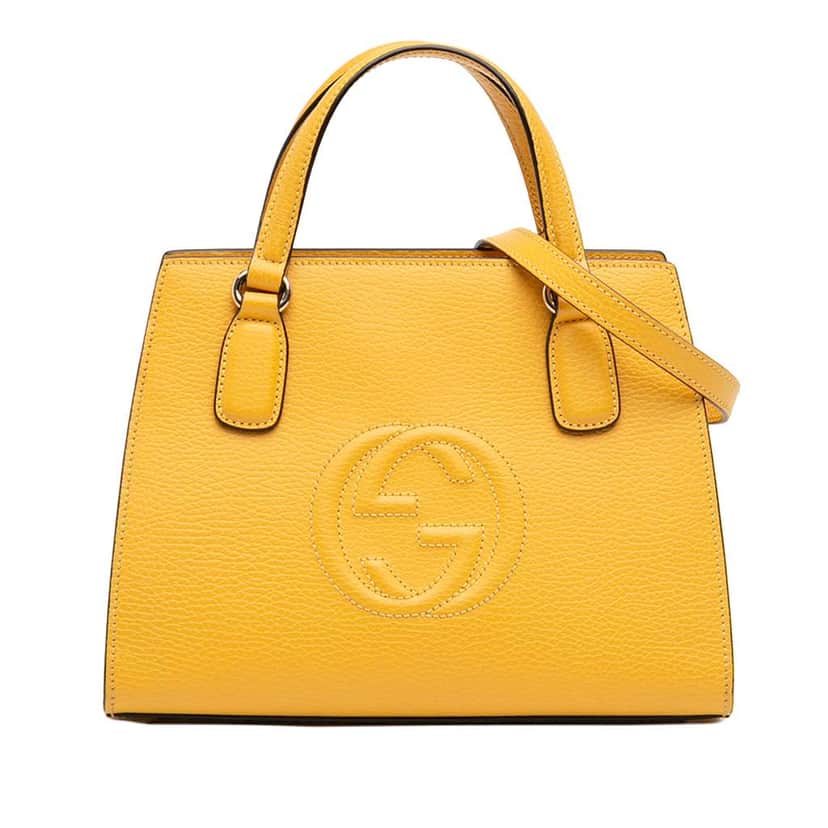 Gucci Medium Leather Soho Top Handle Convertible Tote Yellow Leather Very good condition - Front View