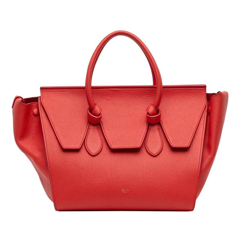 Celine Small Crisped Calfskin Tie Knot Handbag Orange Leather Good condition - Front View