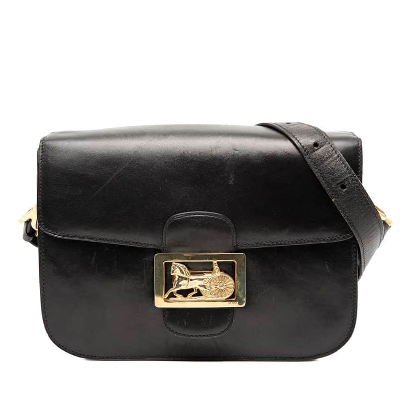 Celine Calfskin Horse Carriage Crossbody Black Leather Good condition - Front View