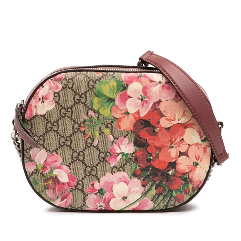 Gucci Mini GG Supreme Blooms Chain Crossbody Brown Canvas Very good condition - Front View
