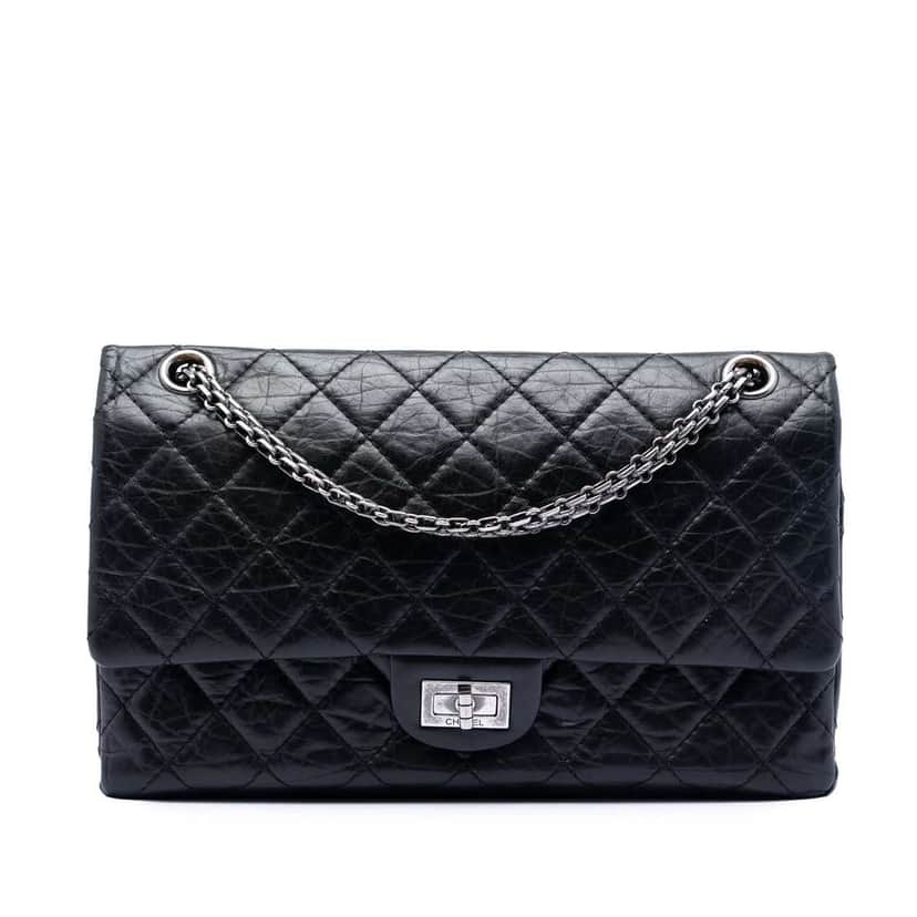 Chanel Quilted Aged Calfskin Reissue 2.55 Double Flap 226 Black Leather Good condition - Front View