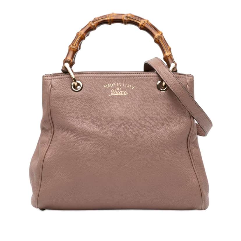 Gucci Small Calfskin Bamboo Shopper Satchel Brown Leather Very good condition - Front View