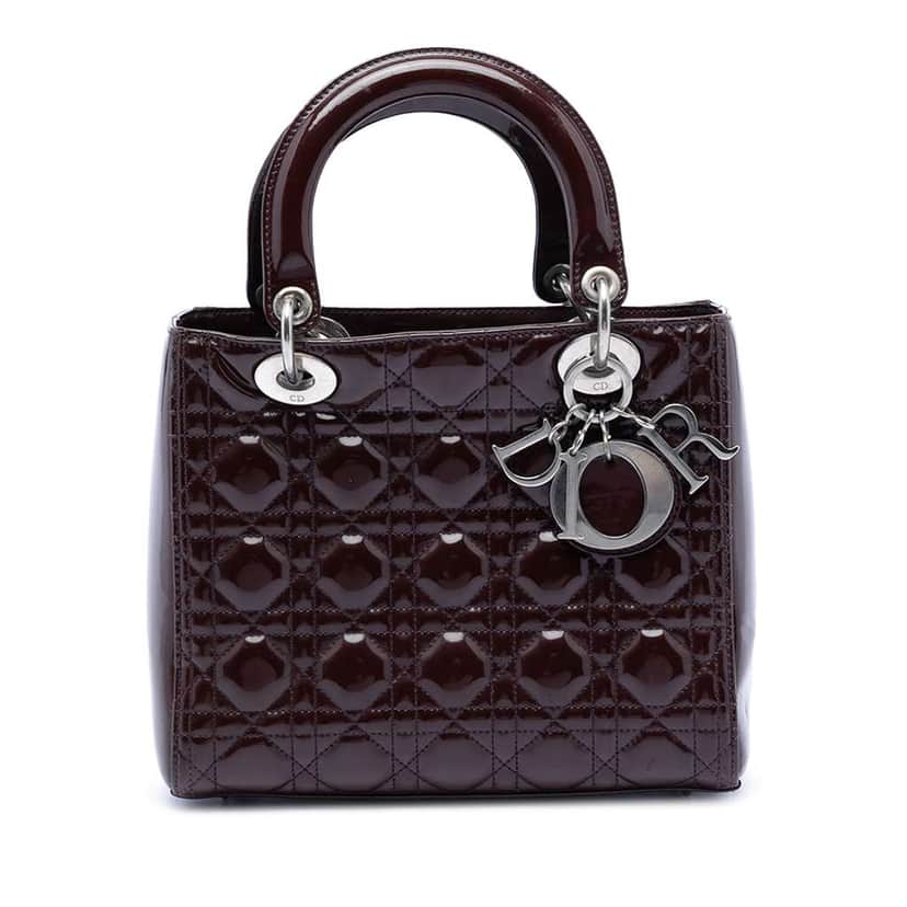Dior Medium Patent Cannage Lady Dior Purple Leather Very good condition - Front View