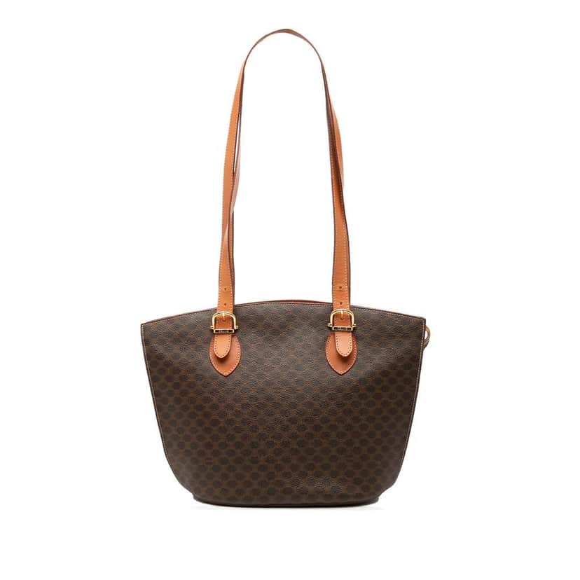 Celine Macadam Coated Canvas Shoulder Bag Brown Canvas Good condition - Front View