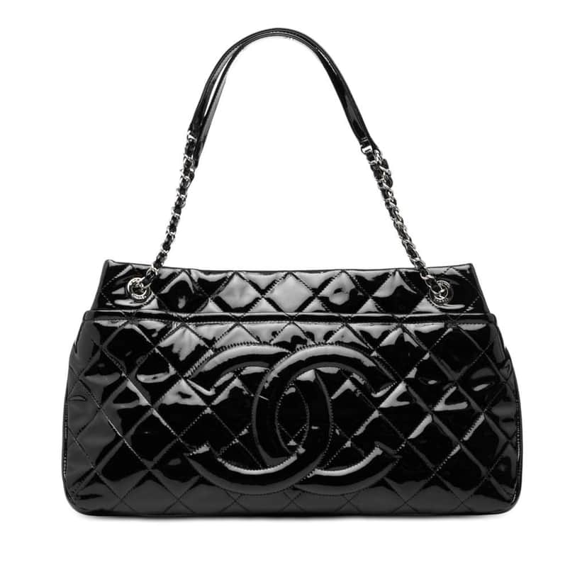 Chanel CC Quilted Patent Timeless Soft Tote Black Leather Very good condition - Front View