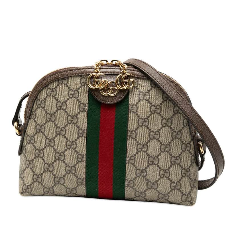 Gucci Small GG Supreme Web Ophidia Dome Crossbody Brown Canvas Very good condition - Front View