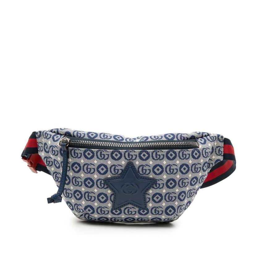 Gucci Kids GG Canvas Stars Web Belt Bag Blue Canvas Very good condition - Front View