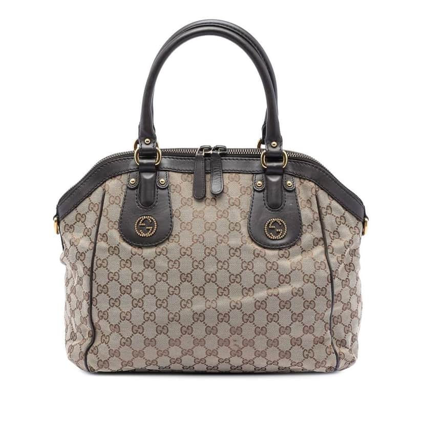 Gucci Medium GG Canvas Scarlett Satchel Brown Canvas Very good condition - Front View