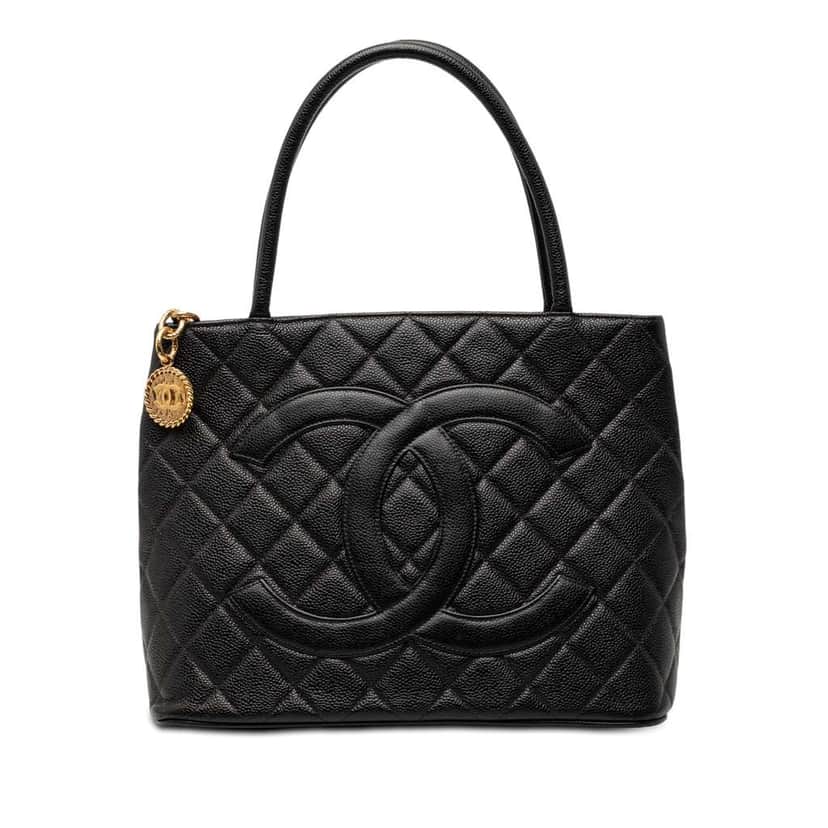 Chanel Caviar Medallion Tote Black Leather Good condition - Front View
