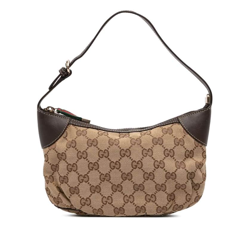 Gucci GG Canvas Web Handbag Brown Canvas Good condition - Front View