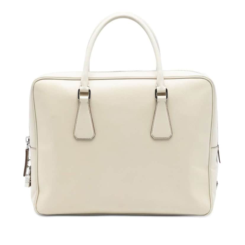Prada Saffiano Business Bag White Leather Good condition - Front View