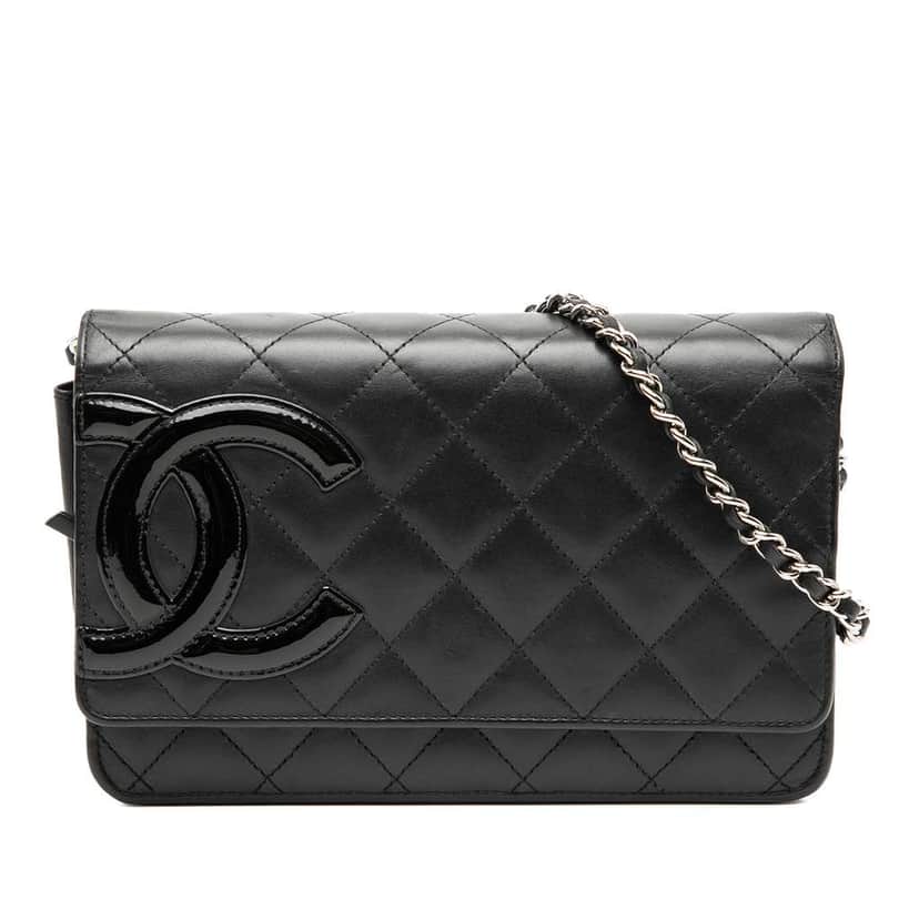 Chanel Lambskin Cambon Ligne Wallet On Chain Black Leather Very good condition - Front View