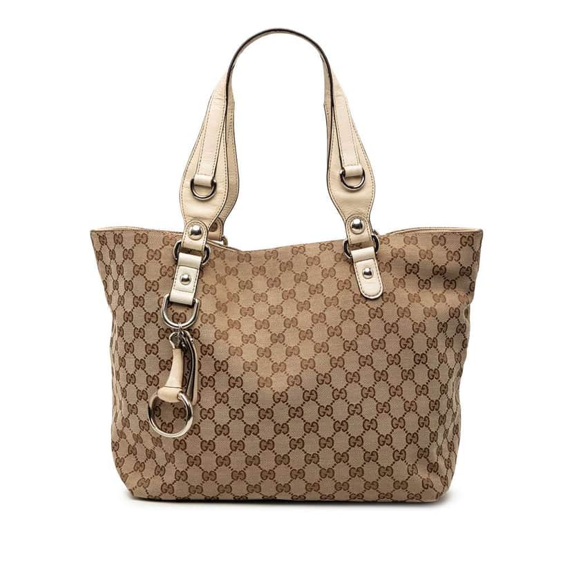 Gucci Medium GG Canvas Icon Bit Tote Brown Canvas Very good condition - Front View
