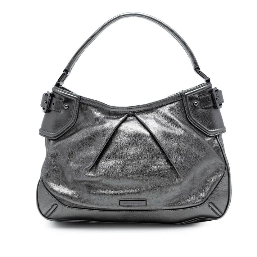 Burberry Metallic Leather Fairby Hobo Grey Leather Very good condition - Front View