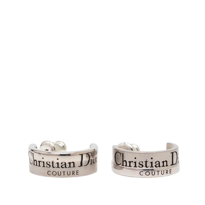 Dior Sterling Silver Couture Cut Push Back Earrings Silver Silver Very good condition - Front View