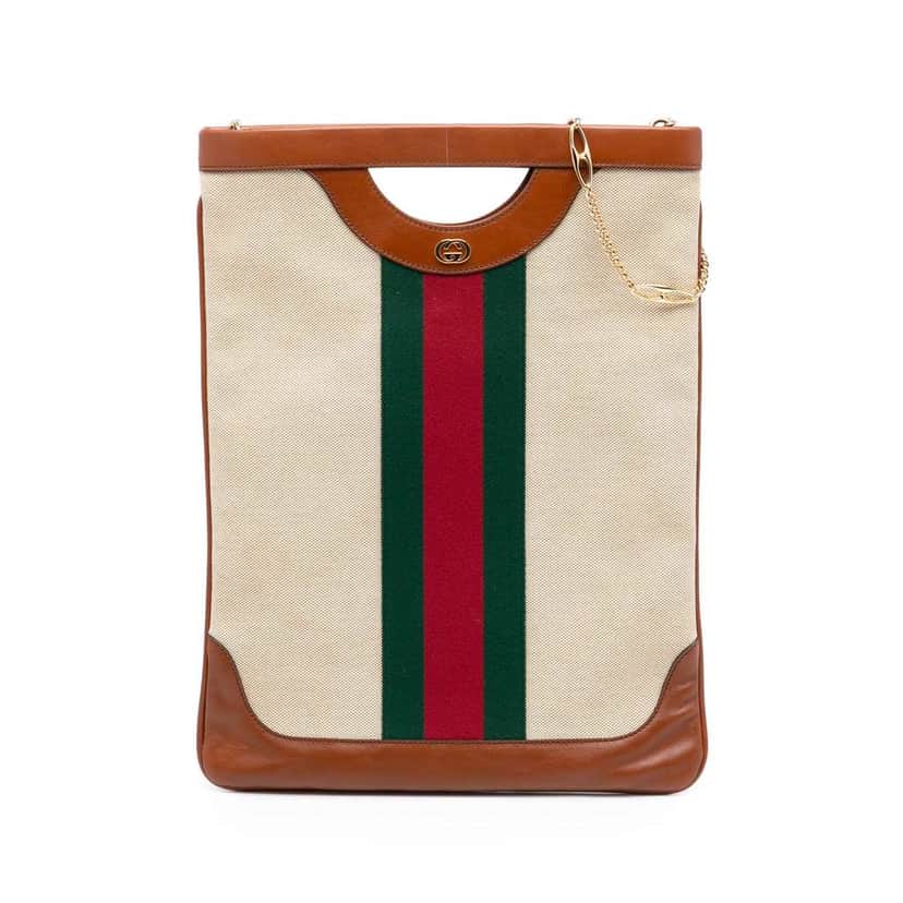 Gucci Canvas Web Satchel Brown Canvas Very good condition - Front View
