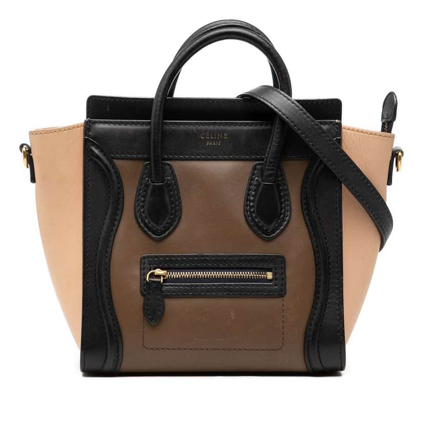 Celine Nano Tricolor Leather Luggage Tote Brown Leather Very good condition - Front View