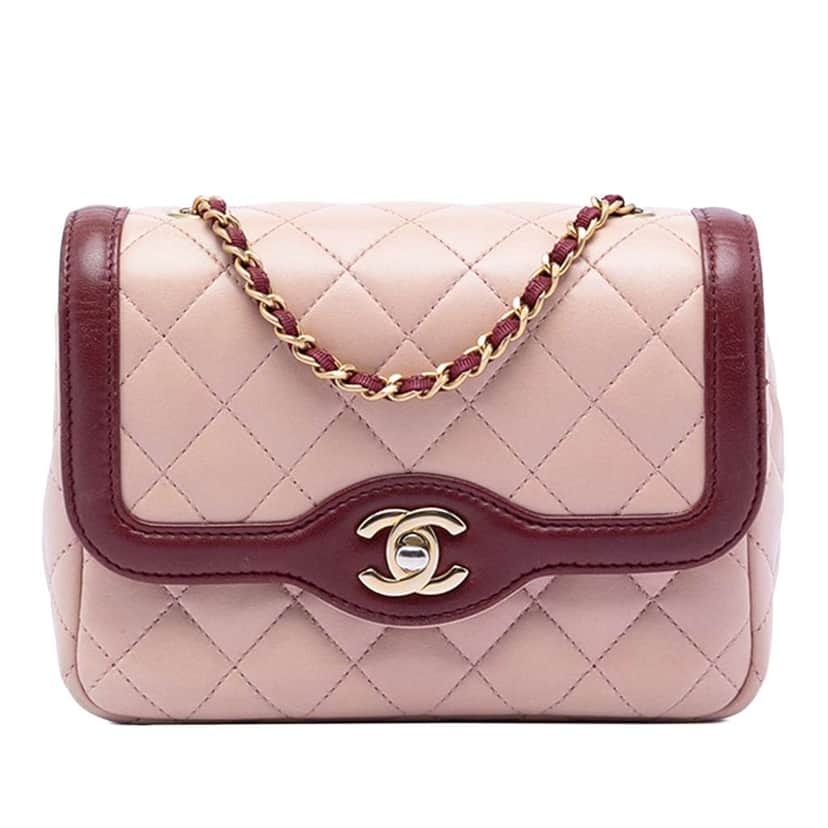 Chanel Mini Quilted Lambskin Two Tone Day Flap Pink Leather Good condition - Front View