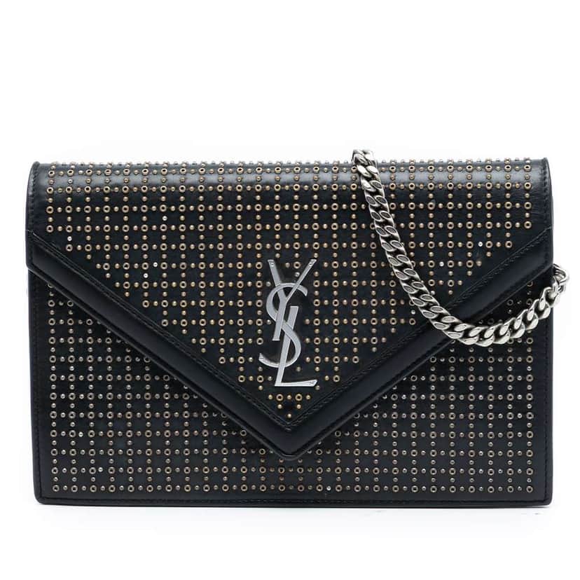 Saint Laurent Studded Leather Monogram Le Sept Chain Bag Black Leather Very good condition - Front View