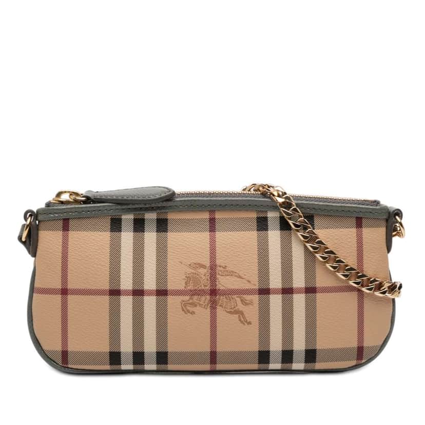 Burberry Haymarket Check Coated Canvas Clara Pochette Brown Canvas Very good condition - Front View