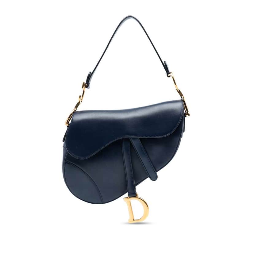 Dior Leather Saddle Bag Blue Leather Very good condition - Front View