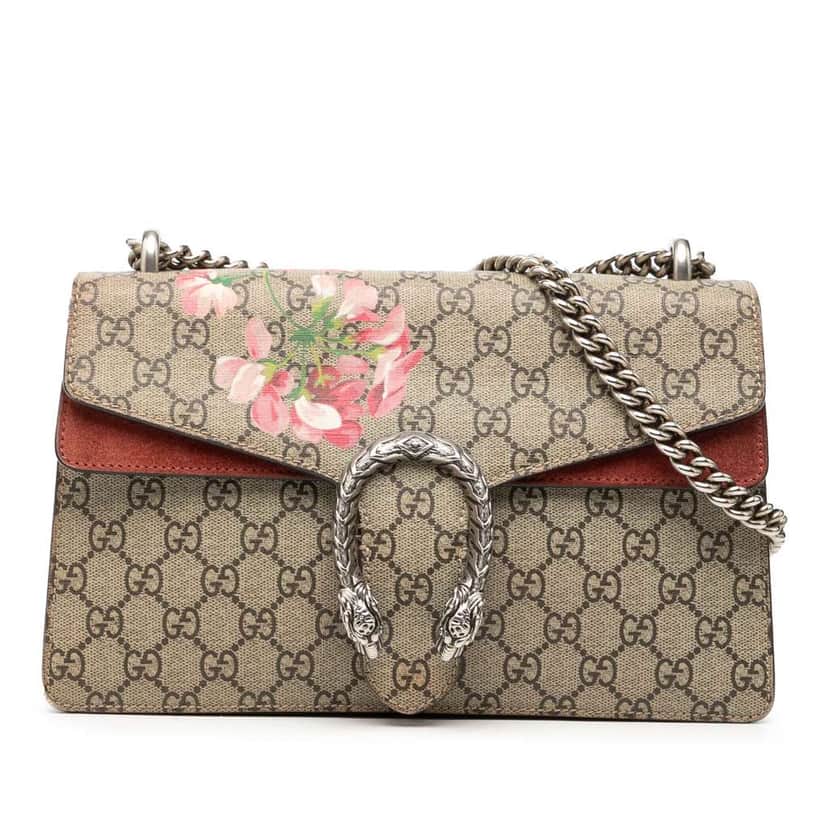 Gucci Small GG Supreme Blooms Dionysus Shoulder Bag Brown Canvas Very good condition - Front View