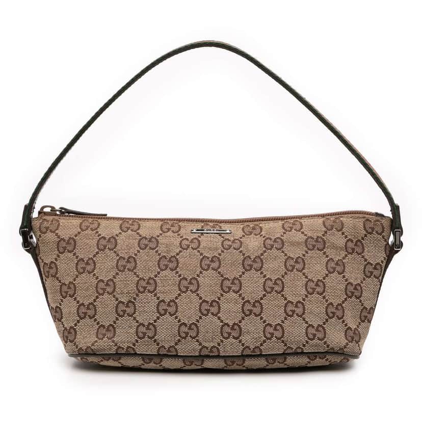 Gucci GG Canvas Web Boat Brown Canvas Good condition - Front View