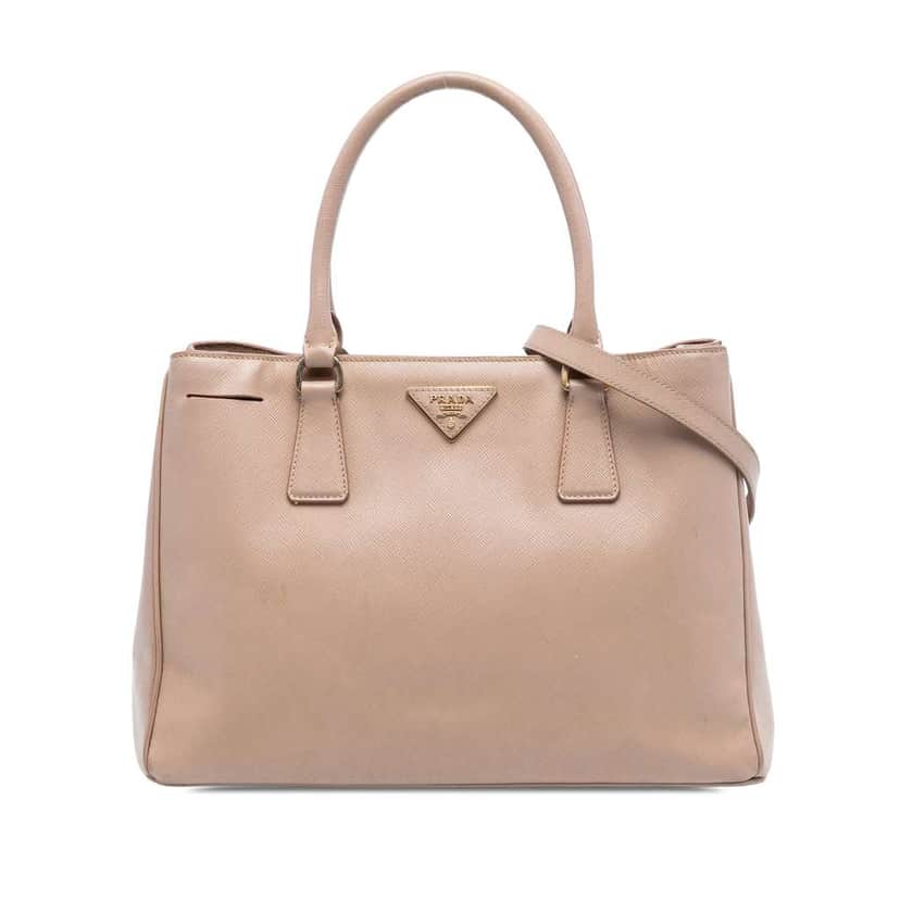 Prada Large Saffiano Lux Galleria Double Zip Satchel Brown Leather Very good condition - Front View