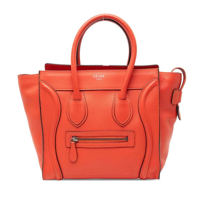 Celine Micro Leather Luggage Tote Orange Leather Very good condition - Front View