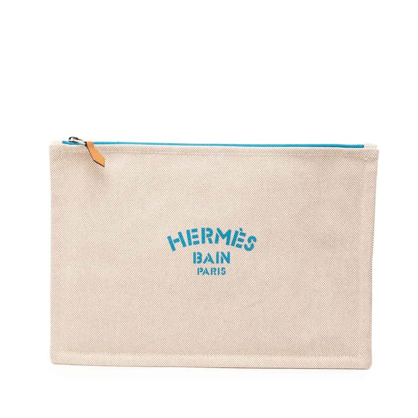 Hermès Canvas Bain Flat Yachting GM Brown Canvas Very good condition - Front View