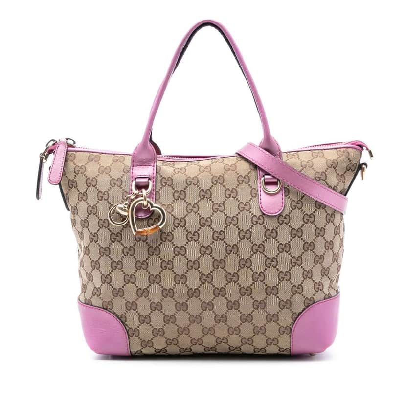 Gucci GG Canvas Heart Bit Satchel Brown Canvas Very good condition - Front View