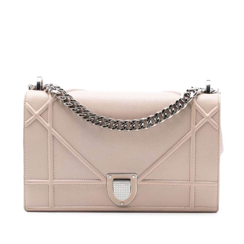 Dior Medium Grained Calfskin Diorama Flap Pink Leather Good condition - Front View