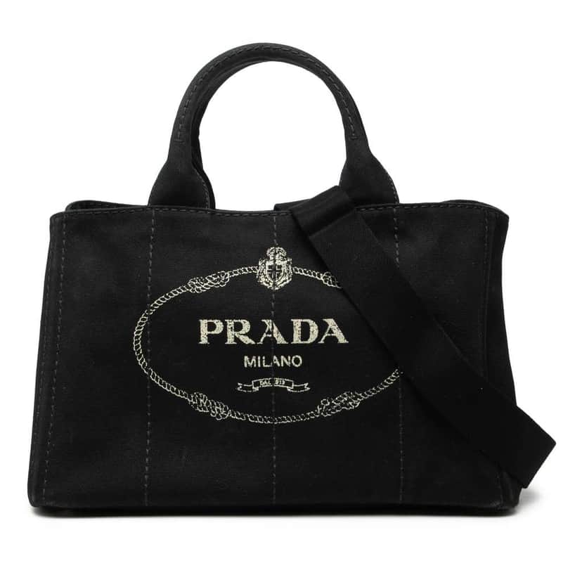 Prada Canvas Canapa Logo Satchel Black Canvas Very good condition - Front View
