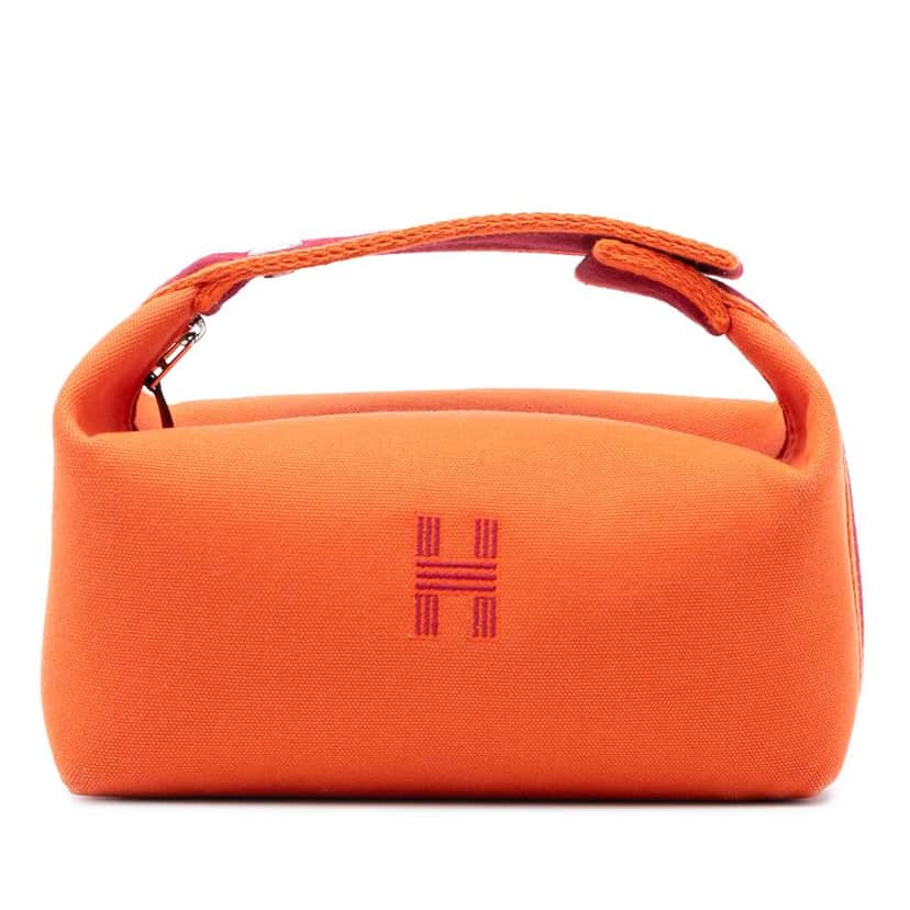 Hermès Small Toile Bride A Brac Case Orange Canvas Good condition - Front View
